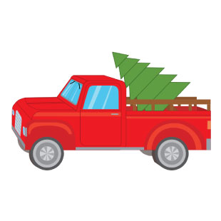 Afdrukbare feestversiering gratis - Kerstboom bestelwagen | Brother Creative Center
