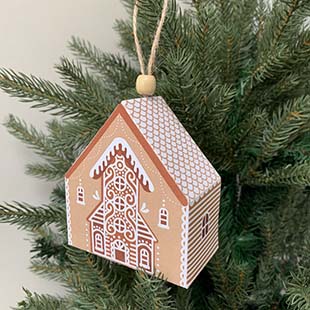 Gingerbread House Ornament - Beige