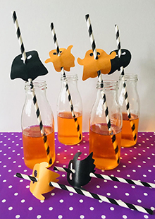 Fantasmini decorativi per cannucce (nero-arancio)