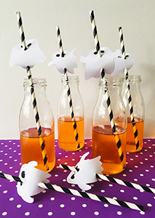 Spook toppers voor rietjes wit