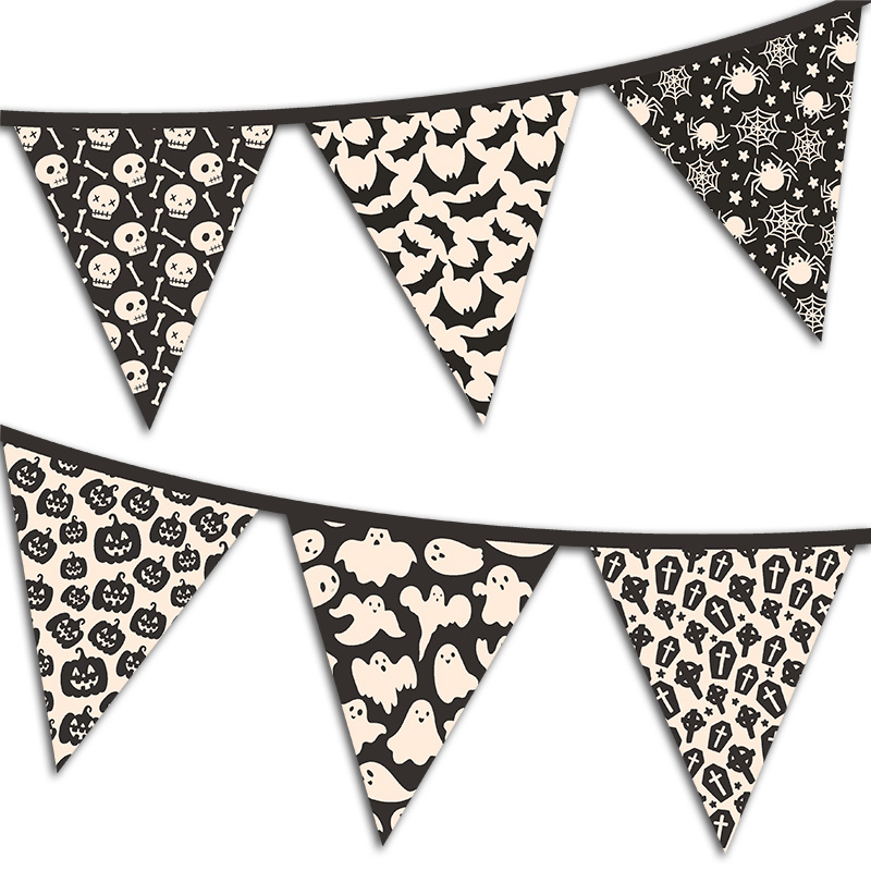 Free Printable DIY Party Decoration - Halloween Bunting - Black and White Night | Brother Creative Center