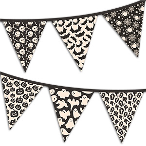 Printable Party Decoration for Free - Halloween Bunting - Black and White Night | Brother Creative Center