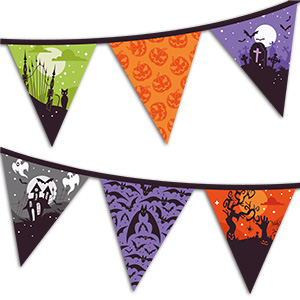 Decorações para festas imprimíveis grátis - Grinalda de Halloween - Noite assustadora | Brother Creative Center