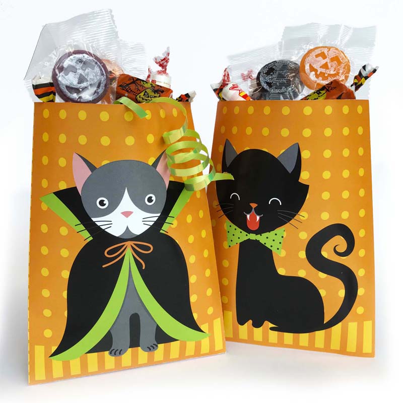 Sacchetti per dolcetti con gatti di Halloween