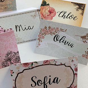 Tarjetas de lugar florales