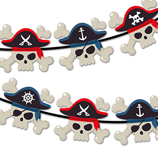 Decoraciones festivas imprimible gratis - Banderines de fiesta pirata azul y roja | Brother Creative Center