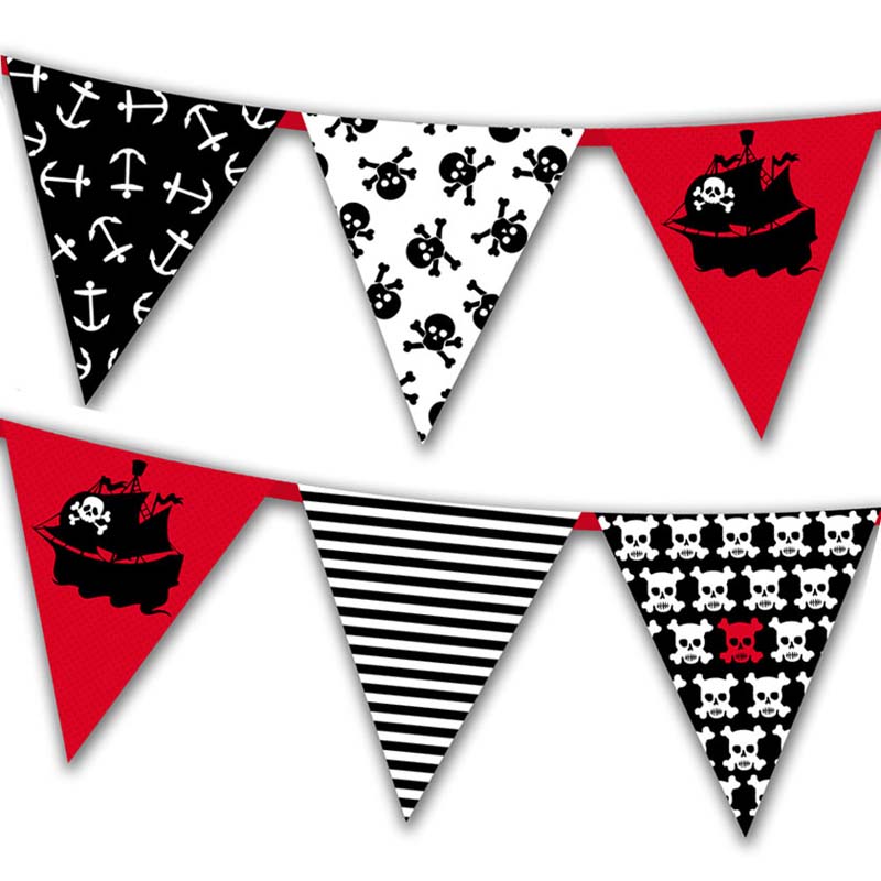Pirate Party Banner Pack Flag Bunting Boys Decoration Supplies
