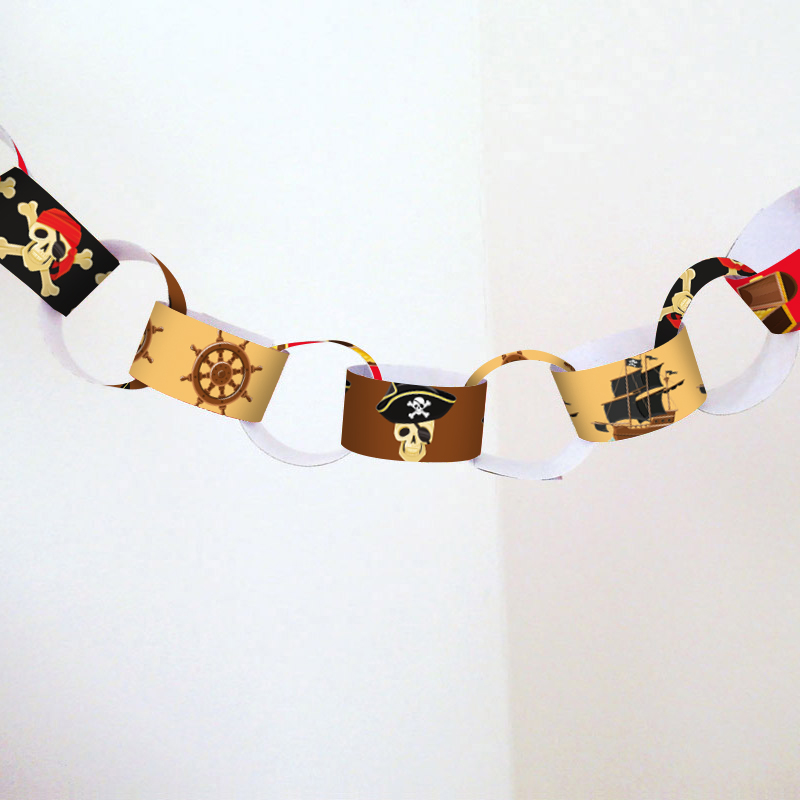 Printable Party Decoration for Free - Red and Gold Pirate Party Paper Chain | Brother Creative Center