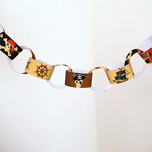 Free Printable DIY Party Decoration - Red and Gold Pirate Party Paper Chain | Brother Creative Center